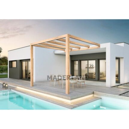 Pergola adossée en bois brut Burgos 3x3m 9m2