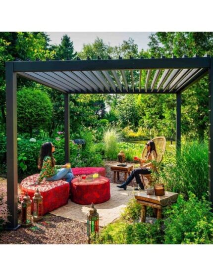Pergola bioclimatique en aluminium CHALET JARDIN - 3X3M - Anthracite-