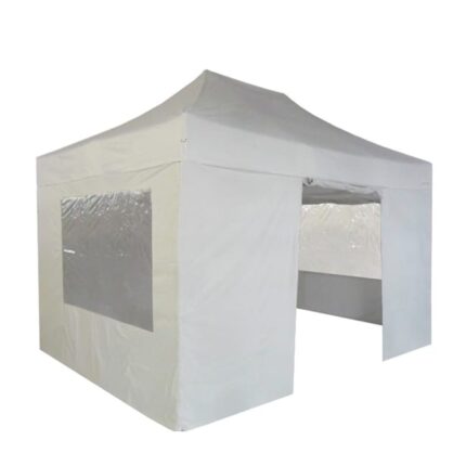 FRANCE BARNUMS | Chapiteau Tonnelle Tente pliante en Acier 30mm | 3x4,5m Pack fenêtres - Blanc