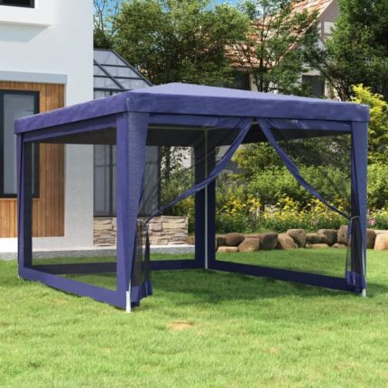 Maison Exclusive - Tente de fête avec 4 parois latérales en maille Bleu 3x4 m PEHD