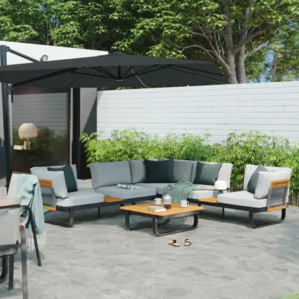 Salon bas de jardin blanc Calypso NATERIAL, 5 personnes