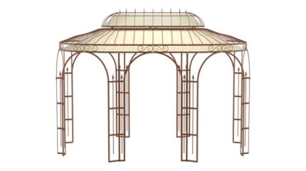 ELEO Verona gloriette luxueuse résistante à l'hiver | Avec voile d'ombrage | Tonnelle ronde non traité 4 x 2,85 m | Pavillon romantique en fer forgé