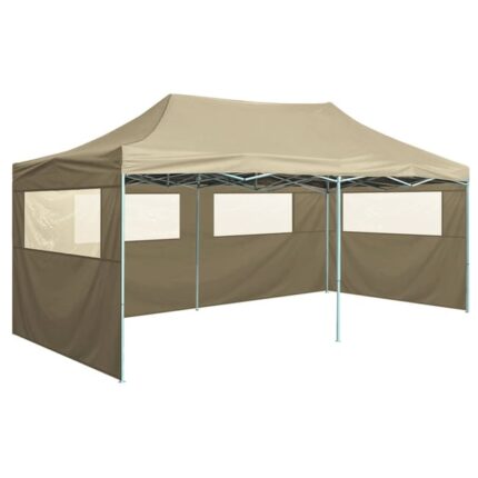 The Living Store - Tente de réception pliable avec 4 parois 3x6 m Acier Crème