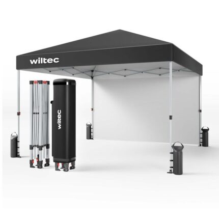 Wiltec Tente de réception pliante Protection UV Fermeture centrale Tonnelle Grise 3 x 3 m Jardin