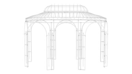 ELEO Verona gloriette luxueuse résistante à l'hiver | Tonnelle ronde blance 4 x 2,85 m | Pavillon romantique pour roses en fer forgé