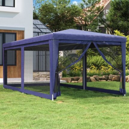 Maison Exclusive - Tente de fête avec 6 parois latérales en maille Bleu 3x6 m PEHD