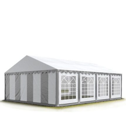 4x8 m tente de réception Barnum, PVC 700, H. 2 m, gris-blanc