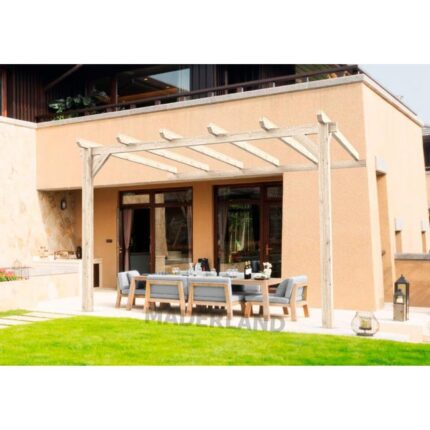 Pergola adossée en bois brut Cadiz 4x3m 12m2