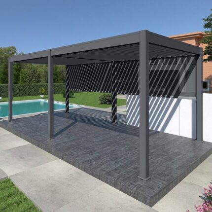 Pergola bioclimatique Ombréa autoportante 3x6M - Anthracite - ELMO