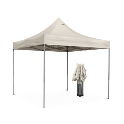 Tonnelle pliante Premium 3x3 m - Apertus Sable - Tente de jardin pop up. pergola pliable. barnum
