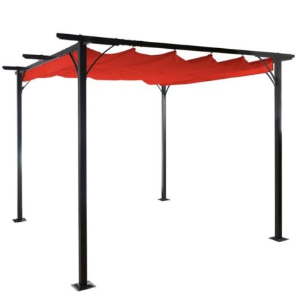 Pergola HWC-C42, pavillon de jardin, cadre stable à 6 cm + toit ouvrant - 3x3m terre cuite