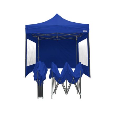 FRANCE BARNUMS -Tente Pliante 2x2m | Tonnelle 4m²| Abri, Jardin, Terrasse| Acier 31mm | Bleu | Murs amovibles avec Fenêtres