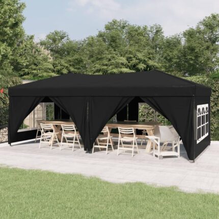 Tonnelle de jardin | Tente de réception pliable avec parois Noir 3x6 m CFW63856