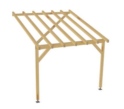 Toit de terrasse en bois adossé de 3m par 3m, avec pente, tuilable, classe 2 à peindre ou vernir