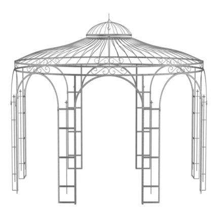 ELEO Firenze gloriette magnifique résistante à l'hiver | Tonnelle ronde galvanisé à chaud Ø 3,7 m | Pavillon romantique pour roses en fer forgé