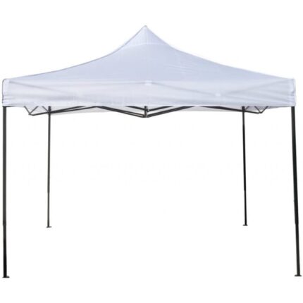 Gazebo Refermable Pliable 3 X 3 Blanc Recouvert En Pvc Etanche Ouvert
