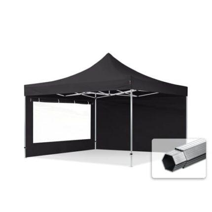 4x4 m Tonnelle Barnum Tente pliante Alu, PES 800, 2 côtés panoramiques, noir
