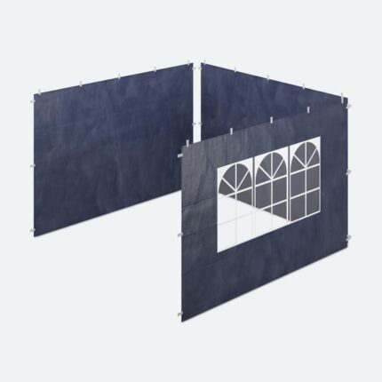 Relaxdays Paroi latérale pour tonnelle, lot de 3, imperméable, fermetures autoagrippantes, avec fenêtre, 2x3 m, bleu