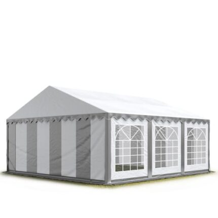 5x6 m tente de réception Barnum, PVC 700, H. 2 m, gris-blanc