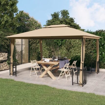 Maison Exclusive - Tonnelle avec parois et toit double 3x4 m Taupe